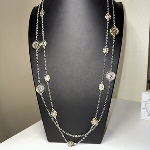 Two-tone chain gold silver tone coin necklace set of two Each Are 17 Inches